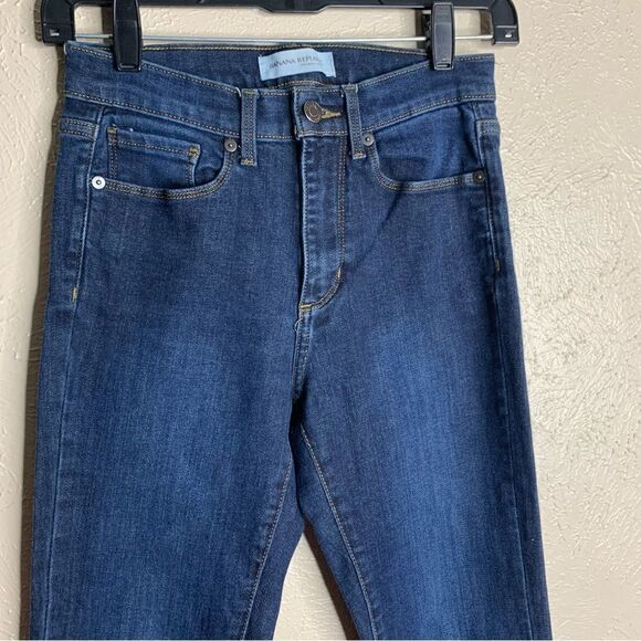 Banana republic flare jeans midi rise blue dark wash - Picture 2 of 11